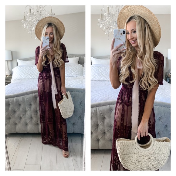 FINAL 2!!! Burgundy Lace Maxi Romper - Picture 2 of 16